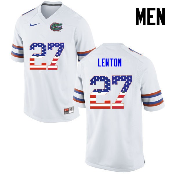 Florida Gators Men #27 Quincy Lenton College Football USA Flag Fashion White
